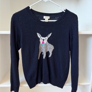 J. Crew Navy intarsia frenchie dog 🐶 Knit Sweater small